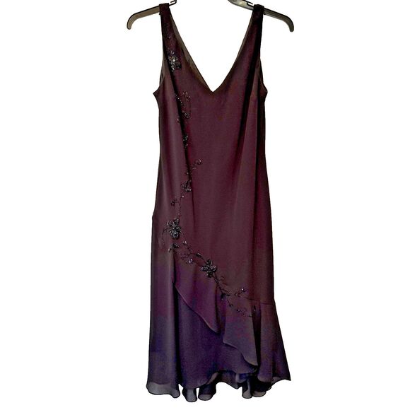 Evan Picone Dresses & Skirts - 90s Y2K Beaded Asymmetrical Hem Dress Size 14 Fairy Whimsygoth Witchy Grunge